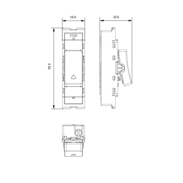 BG GridLite MPCDW142BELL Evolve 20A 2-Way Retractive Switch Module "Bell Symbol" - White