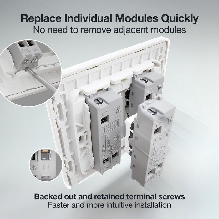 BG GridLite MPCDW142C Evolve 20A SP 2-Way Retractive (Centre Off) Switch Module - White