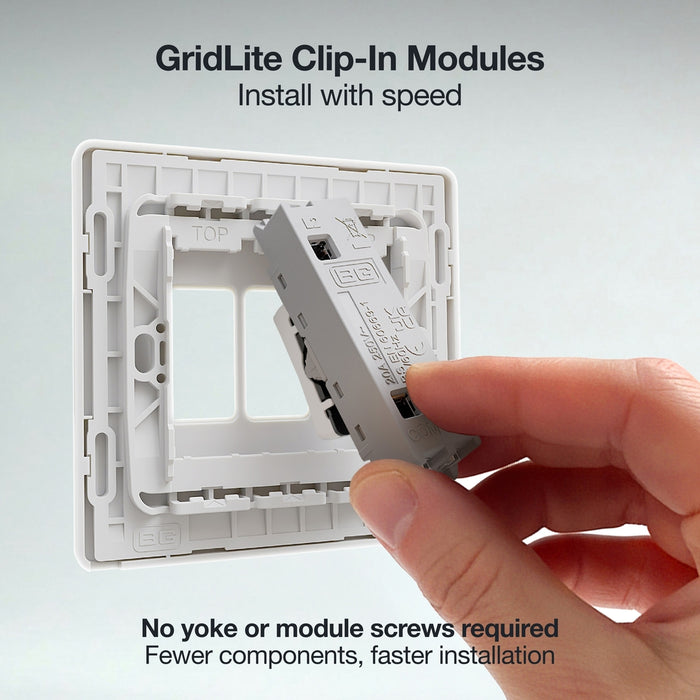 BG GridLite MPCDW142PR Evolve 20A 2-Way Retractive Switch Module "PRESS" - White