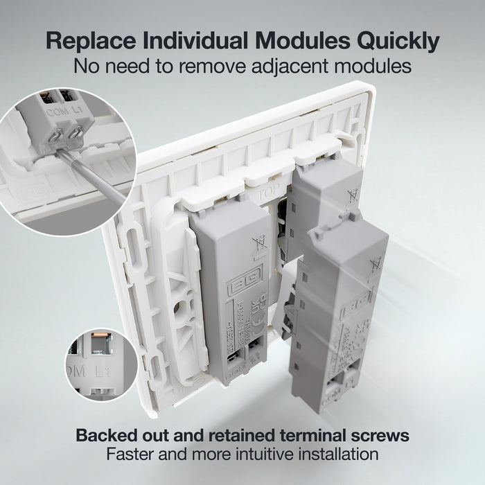BG GridLite MPCDW14BELL Evolve 20A 1-Way Retractive Switch Module "Bell Symbol" - White