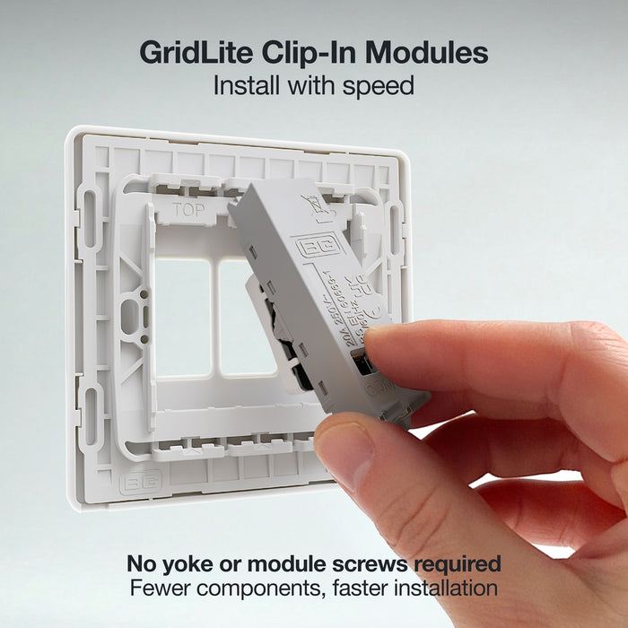BG GridLite MPCDW14BELL Evolve 20A 1-Way Retractive Switch Module "Bell Symbol" - White