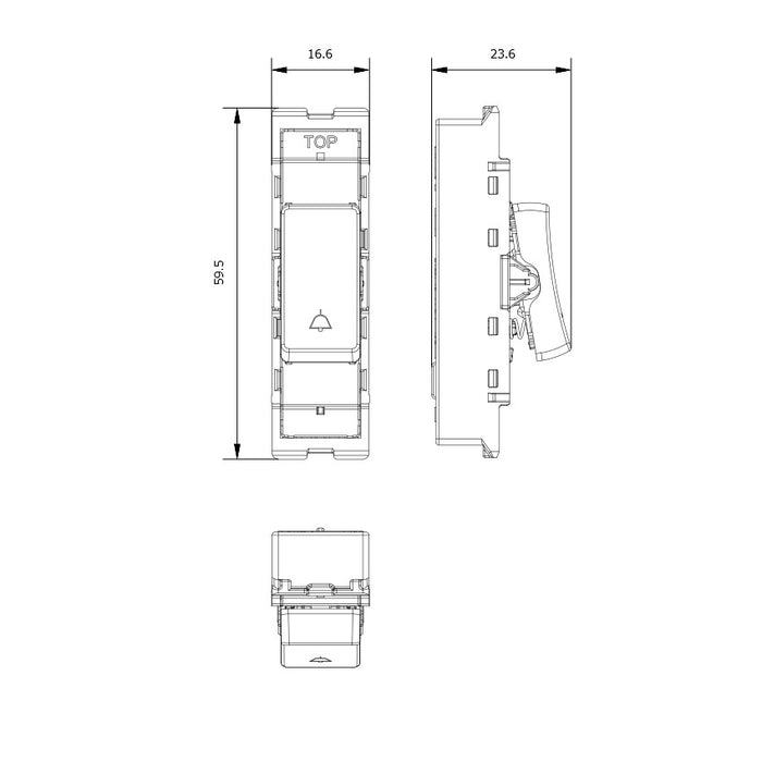 BG GridLite MPCDW14BELL Evolve 20A 1-Way Retractive Switch Module "Bell Symbol" - White