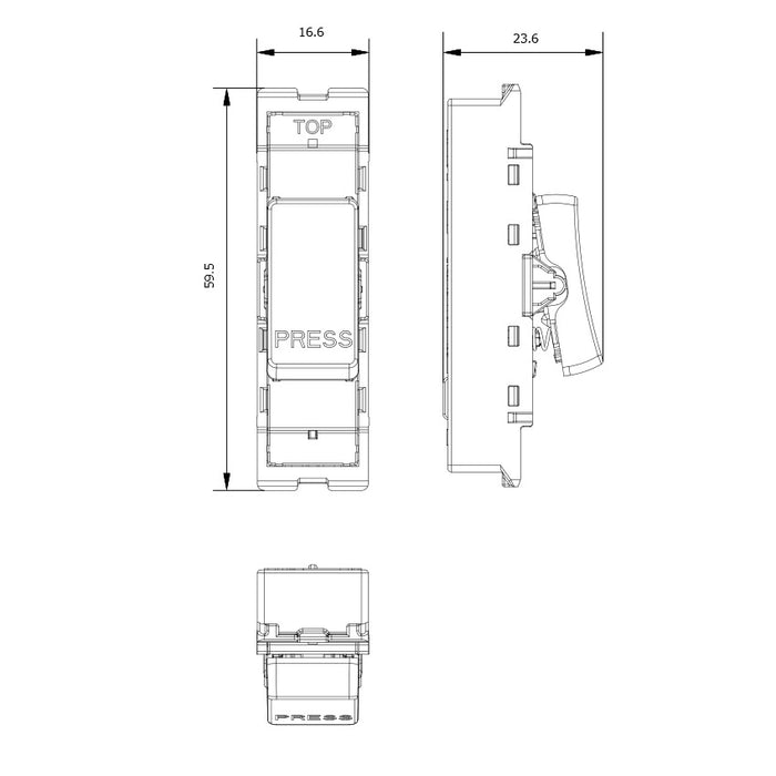BG GridLite MPCDW14PR Evolve 20A 1-Way Retractive Switch Module "PRESS" - White