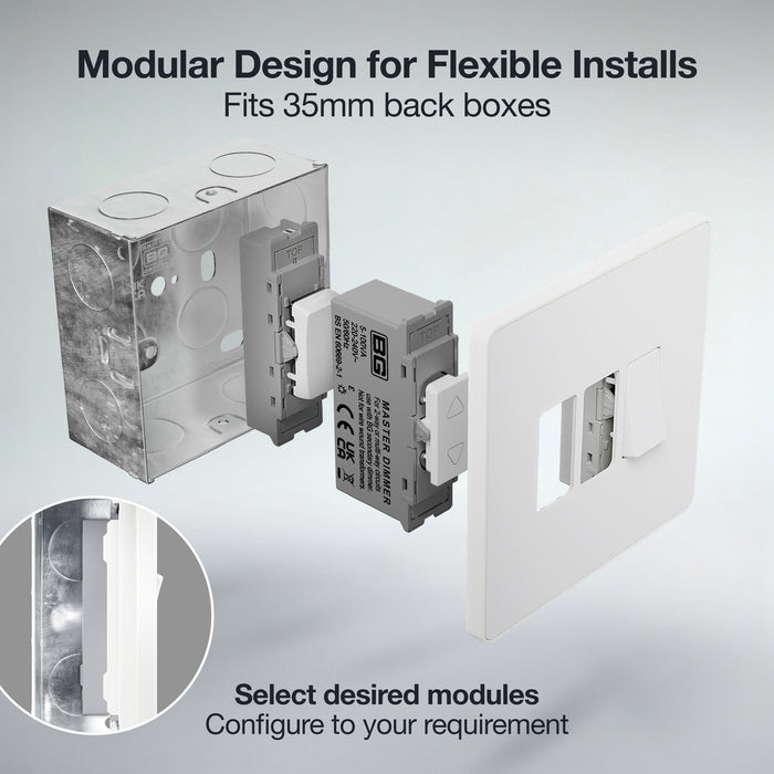 BG GridLite MPCDWTDM Evolve 100W Master Touch LED Dimmer Module - White