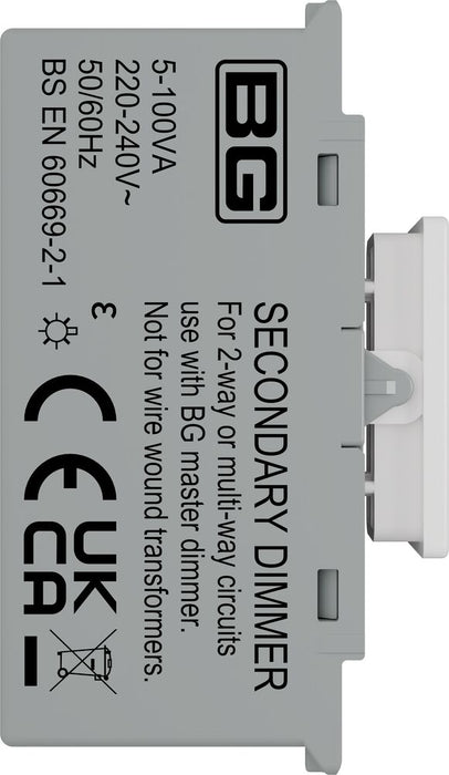 BG GridLite MPCDWTDS Evolve 100W Secondary Touch LED Dimmer Module - White