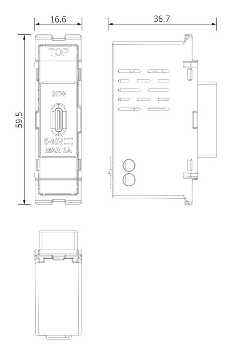 BG GridLite MPCDWUSBC20 Evolve 20W USB-C Module - White