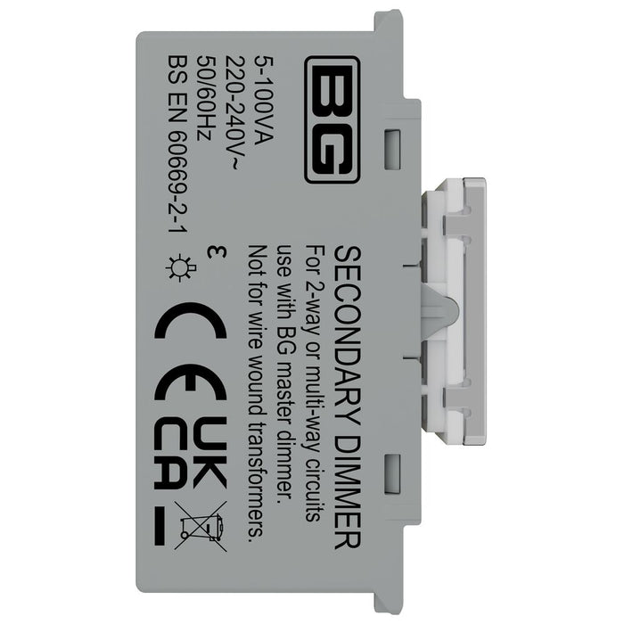 BG GridLite MPCTDS 100W Secondary Touch LED Dimmer Module - Polished Chrome
