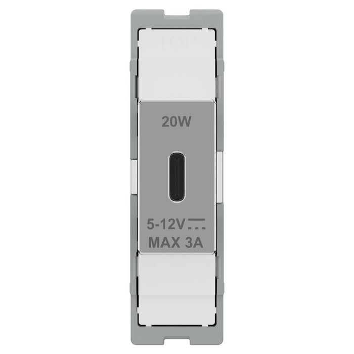 BG GridLite MPCUSBC20W 20W USB-C Module - Polished Chrome