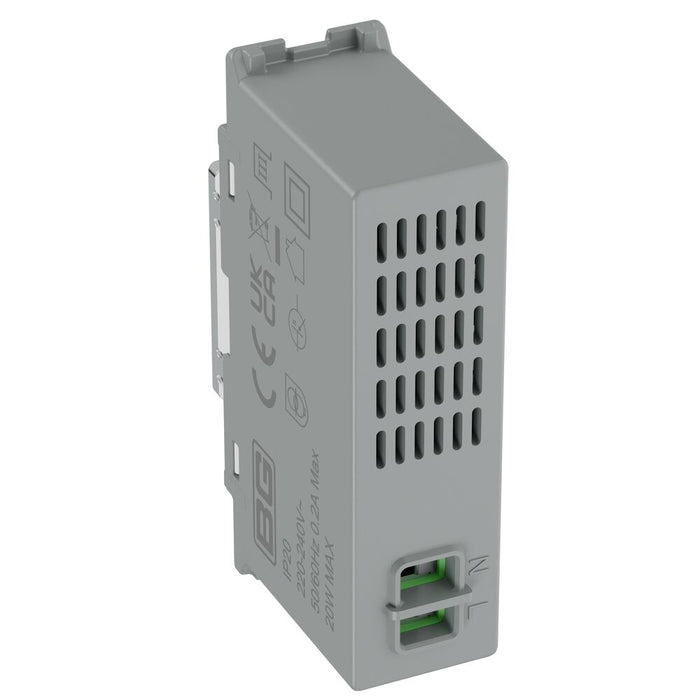 BG GridLite MPCUSBC20W 20W USB-C Module - Polished Chrome