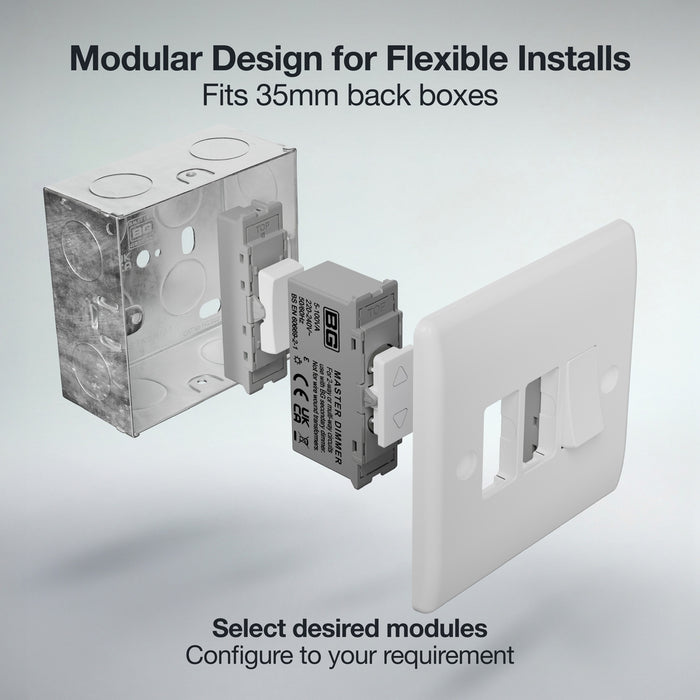 BG GridLite MTDM 100W Master Touch LED Dimmer Module - White