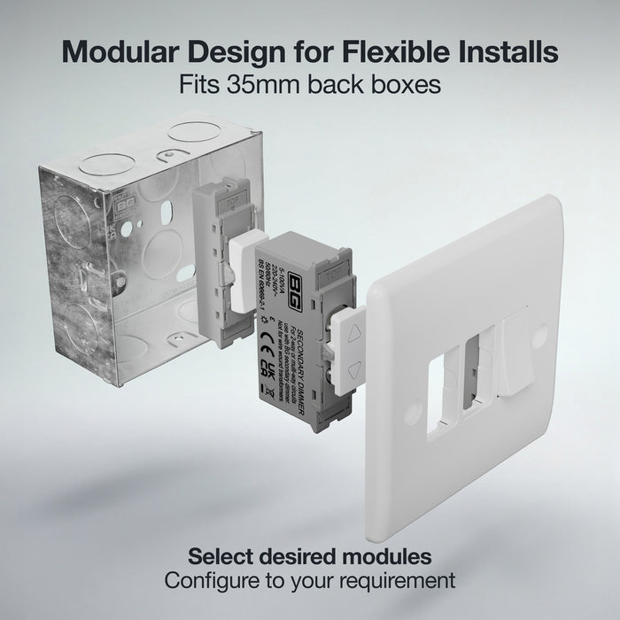 BG GridLite MTDS 100W Secondary Touch LED Dimmer Module - White