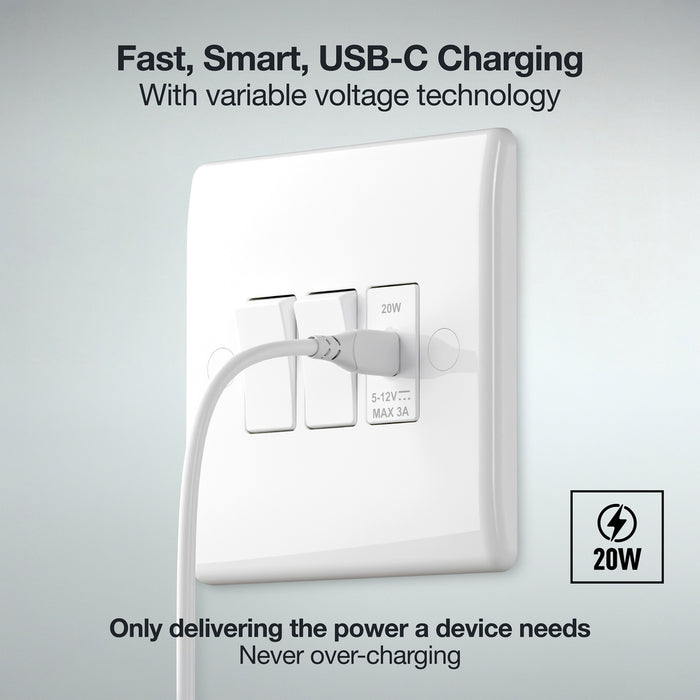 BG GridLite MUSBC20 20W USB-C Module - White
