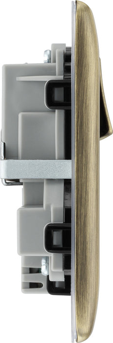 BG NAB22UAC12B Nexus Metal 13A Double Switched Power Socket + USB A+C (12W) - Antique Brass + Black Insert - westbasedirect.com
