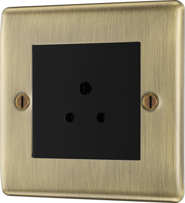 BG NAB28B Nexus Metal Unswitched Round Pin Socket 2A - Black Insert - Antique Brass - westbasedirect.com
