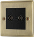 BG NAB63 Nexus Metal Isolated Double TV Aerial Socket - Black Insert - Antique Brass - westbasedirect.com