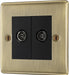BG NAB66 Nexus Metal Diplex TV/FM Socket - Black Insert - Antique Brass - westbasedirect.com