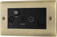 BG NAB68 Nexus Metal Triplex TV/FM/Sat Socket + Return & Tel. - Black Insert - Antique Brass - westbasedirect.com
