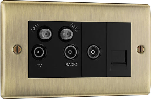 BG NAB69 Nexus Metal Quadplex TV FM SAT (x2) - Antique Brass - westbasedirect.com