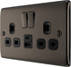 BG NBN22UAC12B Nexus Metal 13A Double Switched Power Socket + USB A+C (12W) - Black Nickel + Black Insert - westbasedirect.com