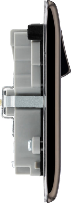 BG NBN22UAC22B Nexus Metal 13A Double Switched Power Socket + USB A+C (22W) - Black Nickel + Black Insert - westbasedirect.com