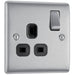 BG NBS21B Nexus Metal Single Socket 13A /Black Insert - Brushed Steel (5 Pack) - westbasedirect.com