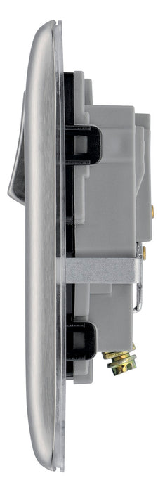 BG NBS21B Nexus Metal Single Socket 13A /Black Insert - Brushed Steel (10 Pack) - westbasedirect.com