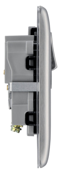 BG NBS21B Nexus Metal Single Socket 13A /Black Insert - Brushed Steel - westbasedirect.com