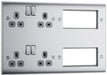BG NBS222EM8G Nexus Metal 2x 2G Socket 13A + 2x 4 Module Aperture - Grey Insert - Brushed Steel - westbasedirect.com