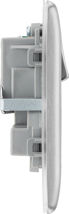BG NBS22G Nexus Metal Double Socket 13A - Grey Insert - Brushed Steel - westbasedirect.com