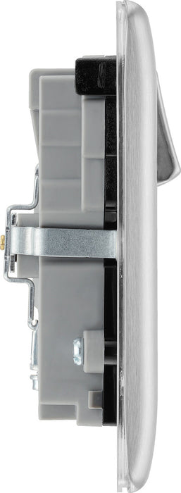 BG NBS22U3B Nexus Metal Double Socket + 2x USB /Black Insert - Brushed Steel - westbasedirect.com