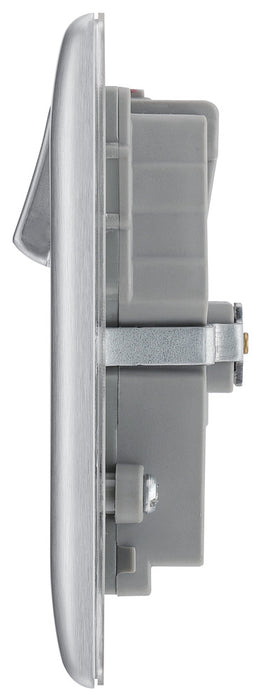 BG NBS22U3G Nexus Metal Double Socket + 2x USB - Grey Insert - Brushed Steel - westbasedirect.com