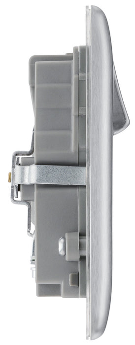 BG NBS22U3G Nexus Metal Double Socket + 2x USB - Grey Insert - Brushed Steel - westbasedirect.com