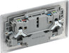 BG NBS22UAC12G Nexus Metal 13A Double Switched Power Socket + USB A+C (12W) - Brushed Steel + Grey Insert - westbasedirect.com