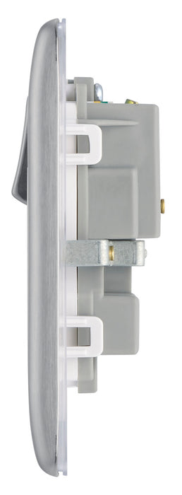 BG NBS22W Nexus Metal Double Socket 13A - White Insert - Brushed Steel (5 Pack) - westbasedirect.com