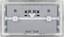 BG NBS24U44G Nexus Metal Double Socket + 4x USB - Grey Insert - Brushed Steel - westbasedirect.com