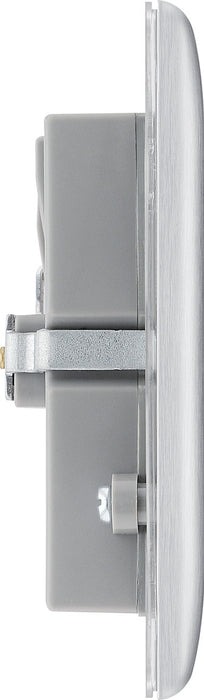 BG NBS24U44G Nexus Metal Double Socket + 4x USB - Grey Insert - Brushed Steel - westbasedirect.com