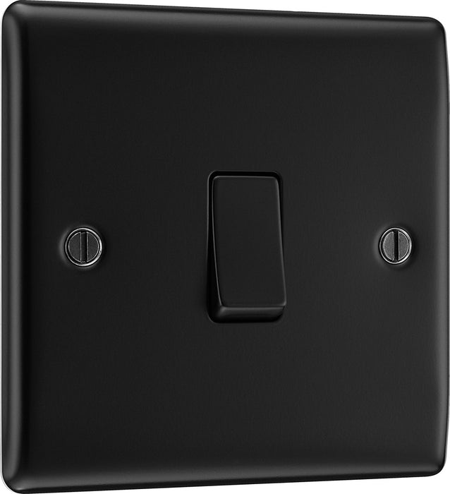 BG NFB12 Nexus Metal Single Light Switch 10A - Matt Black + Black Rocker - westbasedirect.com