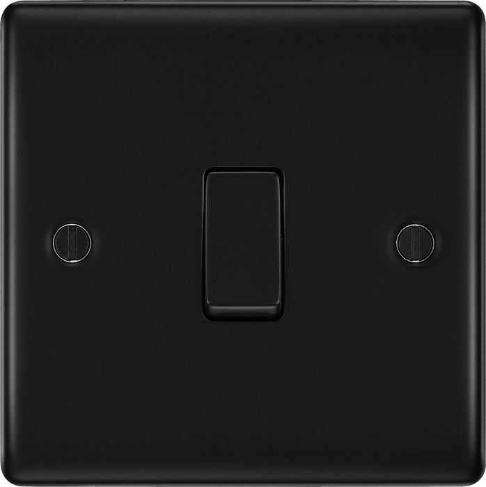 BG NFB12 Nexus Metal Single Light Switch 10A - Matt Black + Black Rocker - westbasedirect.com