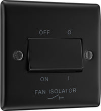 BG NFB15 Nexus Metal Fan Isolator Switch TP 10A - Matt Black + Black Rocker