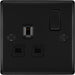 BG NFB21B Nexus Metal Single Socket 13A  - Black Insert - Matt Black + Black Rocker - westbasedirect.com
