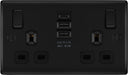 BG NFB22UAAC15B Nexus Metal Double Socket + 2xUSB A +1xUSB C(15W) - Black Insert - Matt Black + Black Rocker - westbasedirect.com