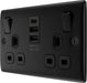 BG NFB22UAAC15B Nexus Metal Double Socket + 2xUSB A +1xUSB C(15W) - Black Insert - Matt Black + Black Rocker - westbasedirect.com