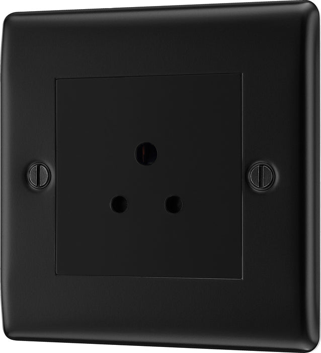 BG NFB28B Nexus Metal Unswitched Round Pin Socket 2A - Black Insert - Matt Black + Black Rocker - westbasedirect.com