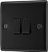 BG NFB42 Nexus Metal Double Light Switch 10A - Matt Black + Black Rocker - westbasedirect.com