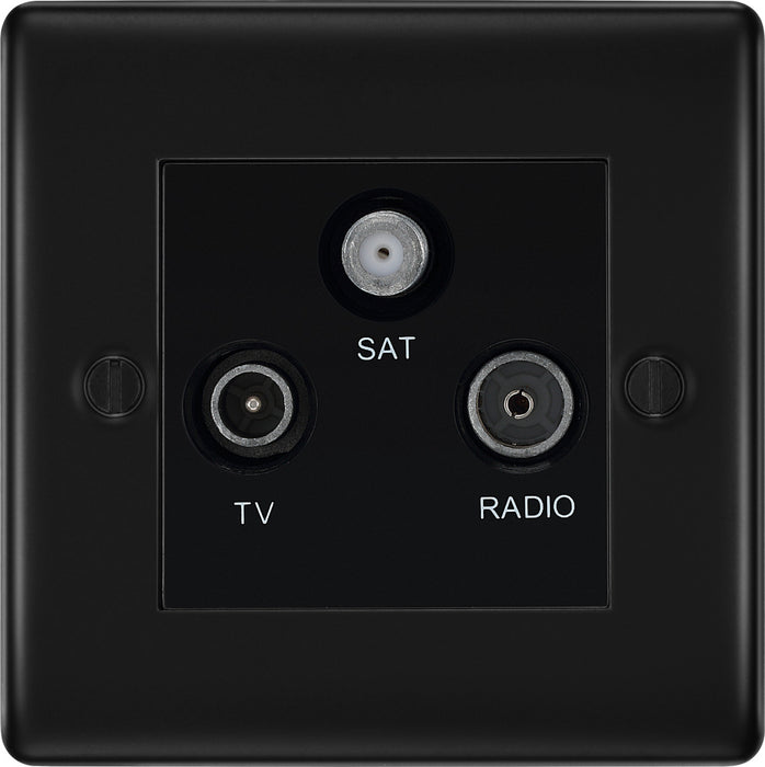 BG NFB67 Nexus Metal Triplex TV/FM/Sat Socket - Black Insert - Matt Black + Black Rocker - westbasedirect.com