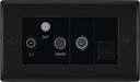 BG NFB68 Nexus Metal Triplex TV/FM/Sat Socket + Return & Tel. - Black Insert - Matt Black + Black Rocker - westbasedirect.com