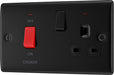 BG NFB70B Nexus Metal DP Cooker +Socket+Neon - Black Insert - Matt Black + Black Rocker - westbasedirect.com