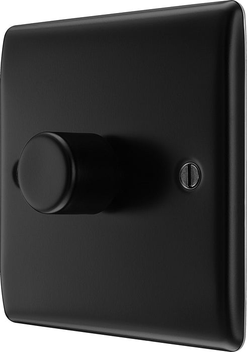 BG NFB81 Nexus Metal 2-Way Single Trailing Edge Dimmer Push On/Off - Matt Black + Black Knob - westbasedirect.com