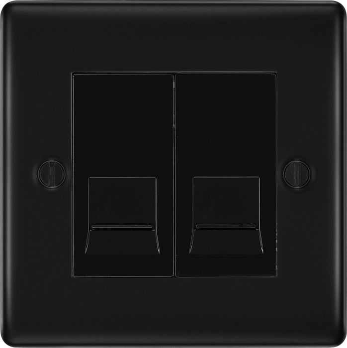 BG NFBBTM2 Nexus Metal Double Master Telephone Socket - Matt Black + Black Rocker - westbasedirect.com