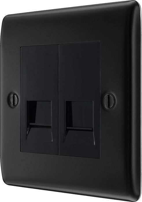 BG NFBBTM2 Nexus Metal Double Master Telephone Socket - Matt Black + Black Rocker - westbasedirect.com